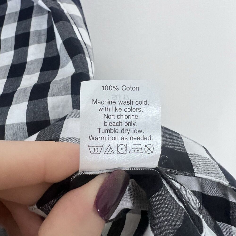 J Crew Black White Gingham Plaid Shirt Dress Button Up Short Sleeve Size S - Picture 8 of 8